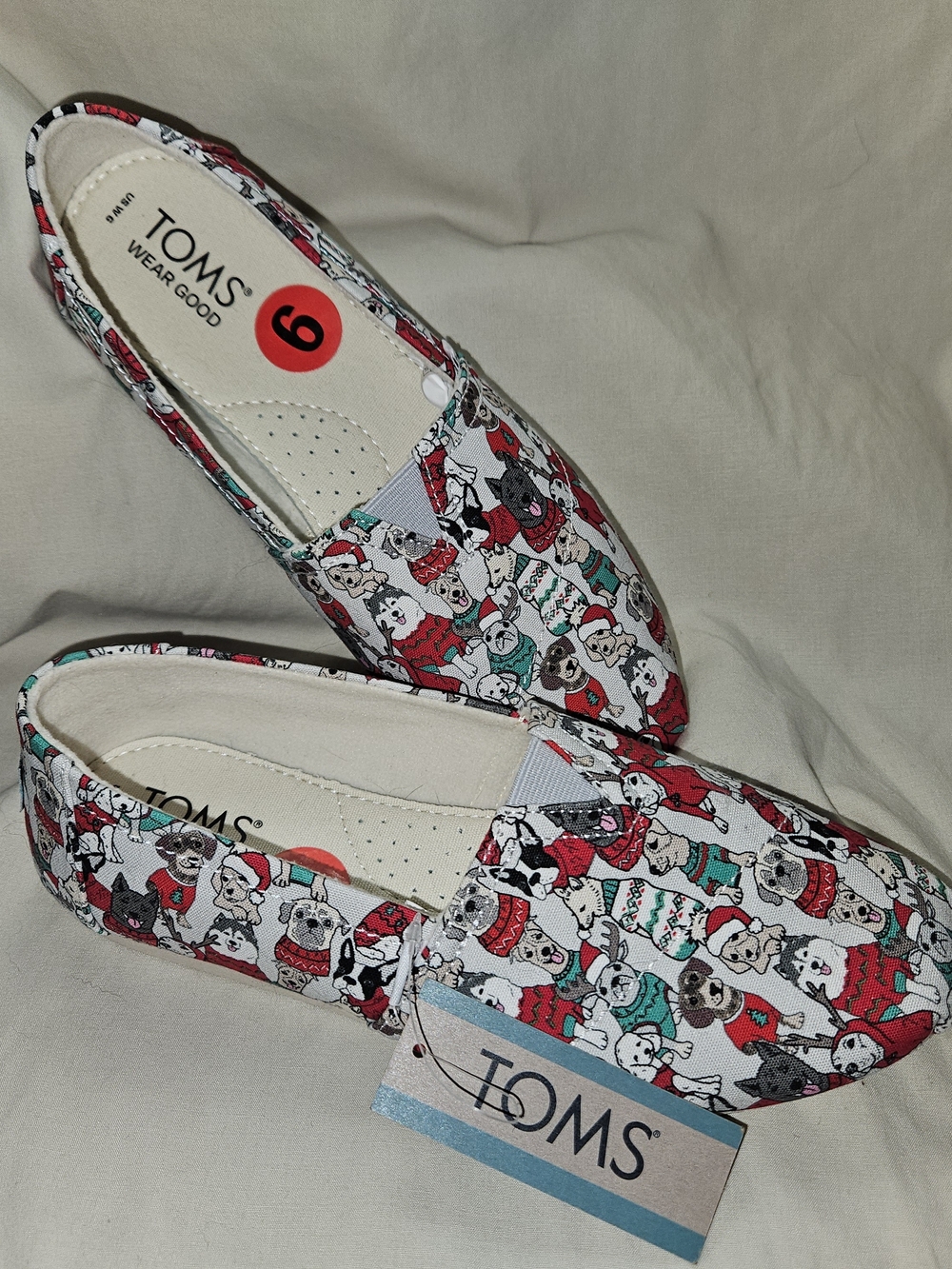 Toms Women's Belmont Slip-Ons in Glacier Grey Sweater Dogs Cozy